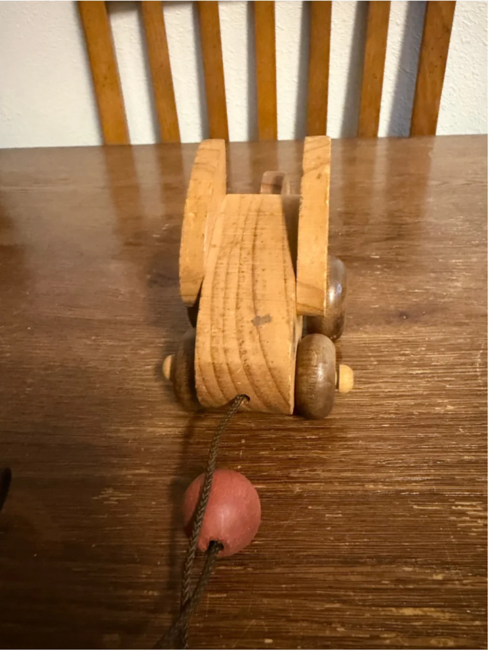 Vintage Montgomery Schoolhouse Vermont Wooden Bunny Rabbit Pull Toy Handmade